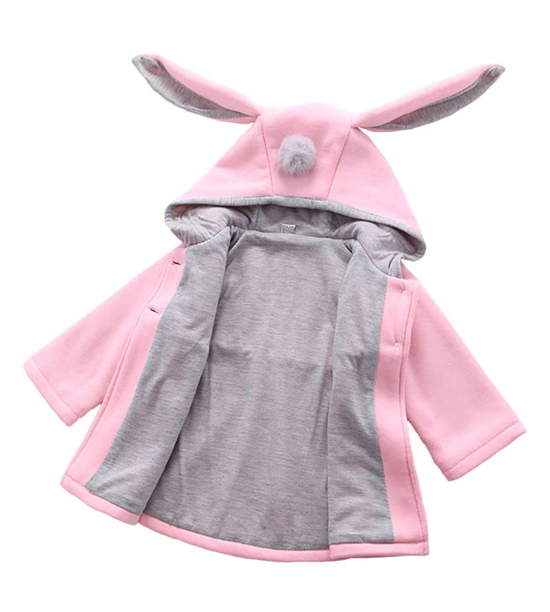 Urtrend Baby Girl's Toddler Winter Coat Jacket Outerwear Ears Hoodie(120,Pink) - Image 4